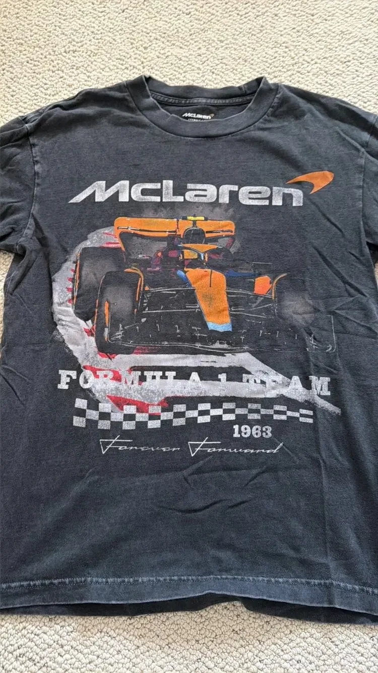 McLaren Formula 1 Team Graphic T-Shirt XS Washed Black Racing Tee Distressed